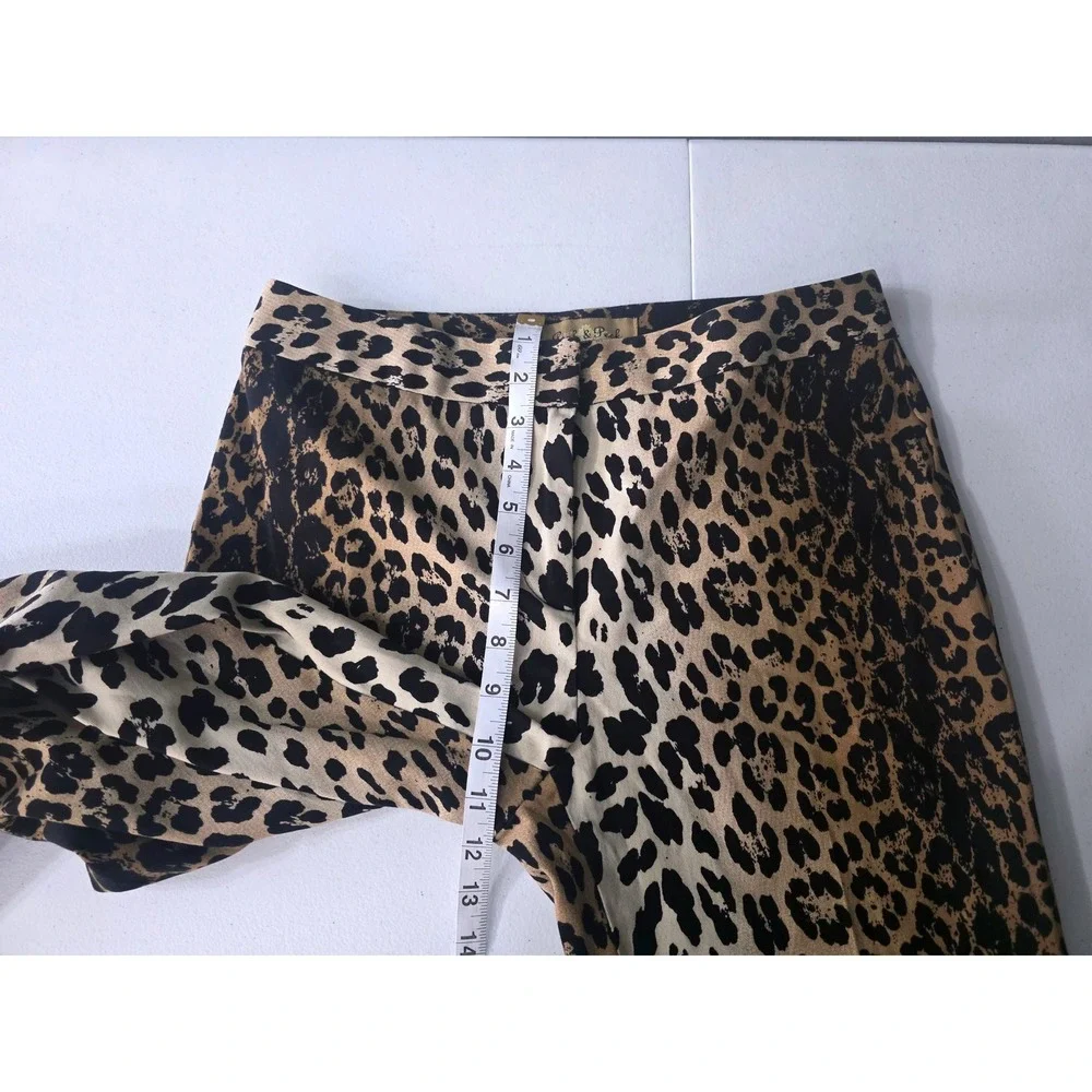 Peck & Peck Weekend Womens‎ Leopard Print Cropped Pants Brown Black Size 4